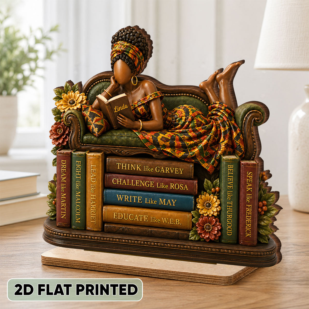 Black History Book Lover - Personalized 2-Layered Wooden Plaque - Custom Book Lover Gift