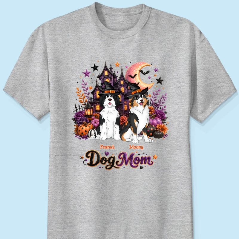 Dog Mom Spooky Haunted House Halloween - Personalized Shirt - Halloween Gift, Gift For Dog Lovers
