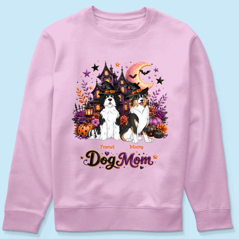 Dog Mom Spooky Haunted House Halloween - Personalized Shirt - Halloween Gift, Gift For Dog Lovers