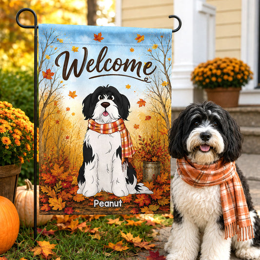 Trending Cute Sitting Dog - Personalized Garden Flag - Fall Season Decoration For Dog Mom, Dog Dad