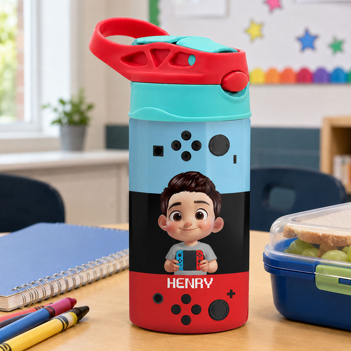 Happy Gamer - Personalized Kid Insulated Water Bottle - Back To School Gift For Kid, Girl, Boy