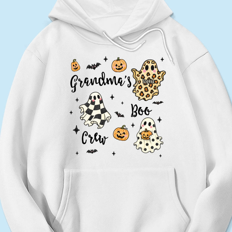 Grandma's Boo Crew Checkered Leopard Polka Dot Ghosts - Personalized Shirt - Perfect Halloween Costume for Grandma