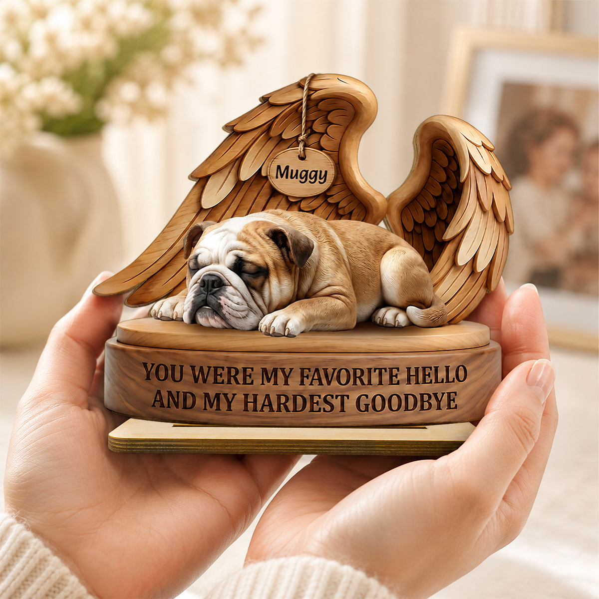 My Favorite Hello and Hardest Goodbye Pet Memorial - Personalized 2-Layered Wooden Plaque - Heartfelt Sympathy Keepsake