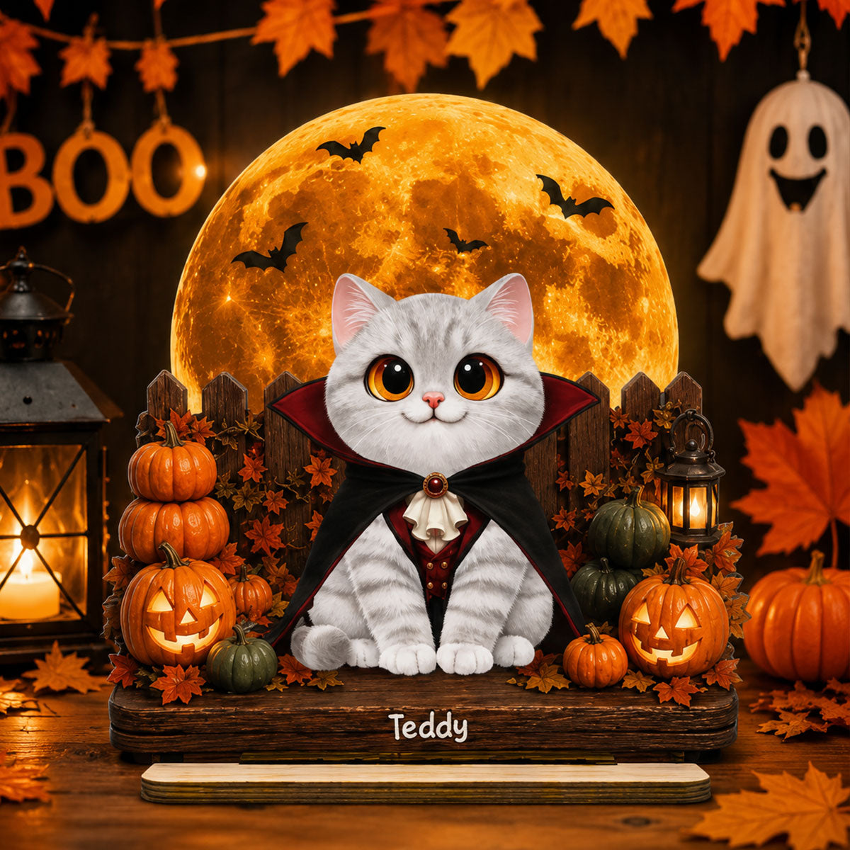 Trending Spooky Cats - Personalized 2-Layer Wooden Plaque - Halloween Gift For Cat Lovers