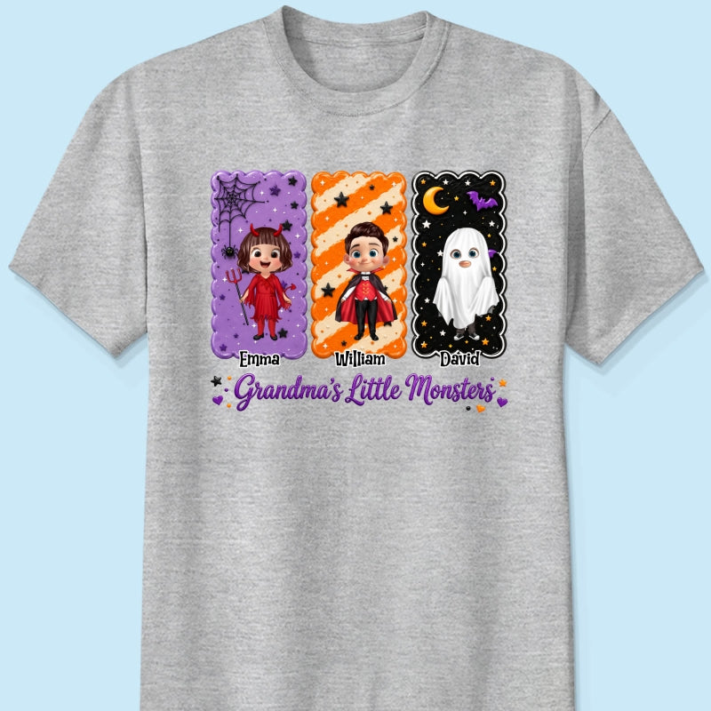 Grandma's Little Monsters Grandkids Halloween - Personalized Shirt - Halloween Gift, Gift For Grandma