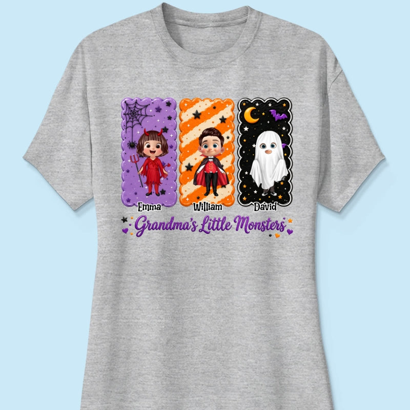 Grandma's Little Monsters Grandkids Halloween - Personalized Shirt - Halloween Gift, Gift For Grandma