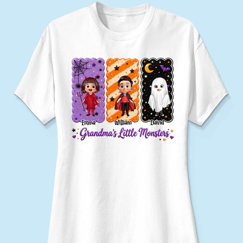 Grandma's Little Monsters Grandkids Halloween - Personalized Shirt - Halloween Gift, Gift For Grandma