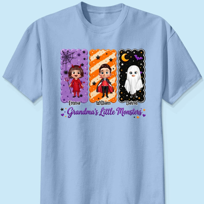 Grandma's Little Monsters Grandkids Halloween - Personalized Shirt - Halloween Gift, Gift For Grandma
