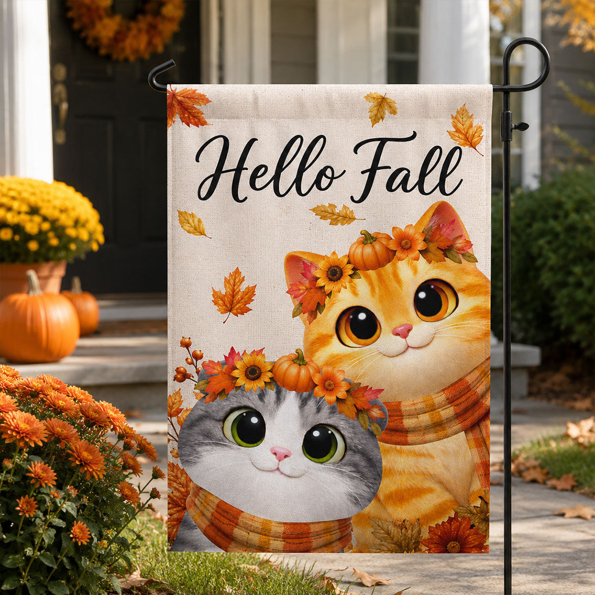 Cute Cats Welcome - Personalized Garden Flag - Cozy Fall Decor for Cat Lovers