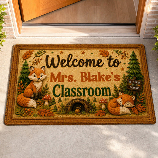 Woodland Animals Teacher Welcome - Personalized Doormat - Back To School Gift