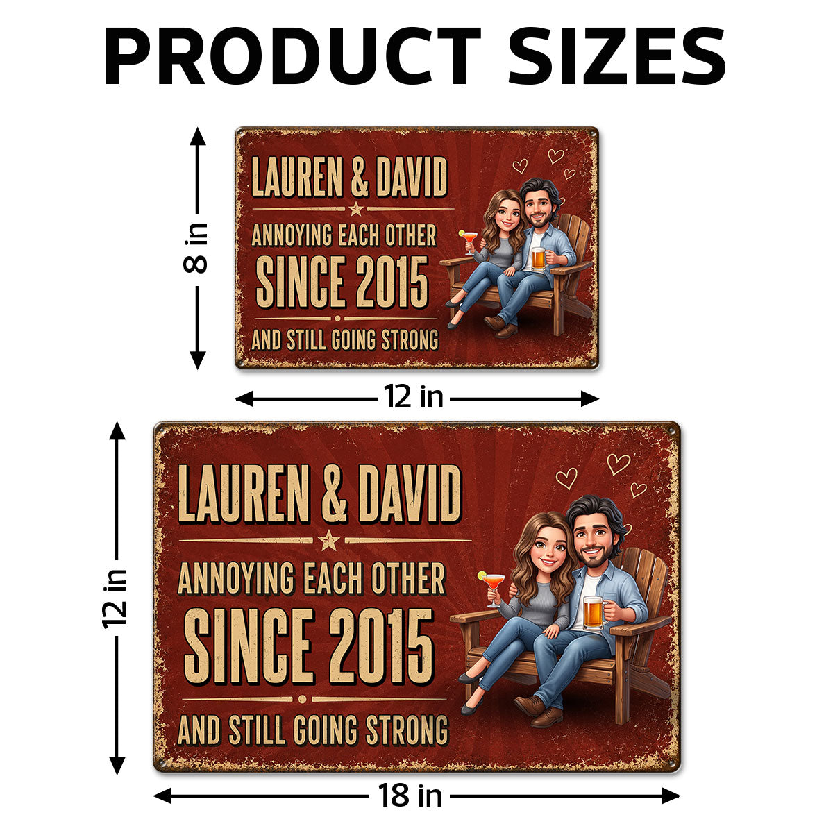 Custom Photo Couple Annoying Each Other - Personalized Metal Sign - Anniversary Gift for Her, for Him